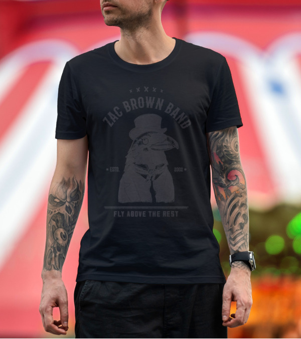 Premium T-Shirt: Zac Brown Band Est 2002 Fly Above The Rest Crow T-Shirt Zac Brown Band Est 2002 Fly Above The Rest Crow T-Shirt