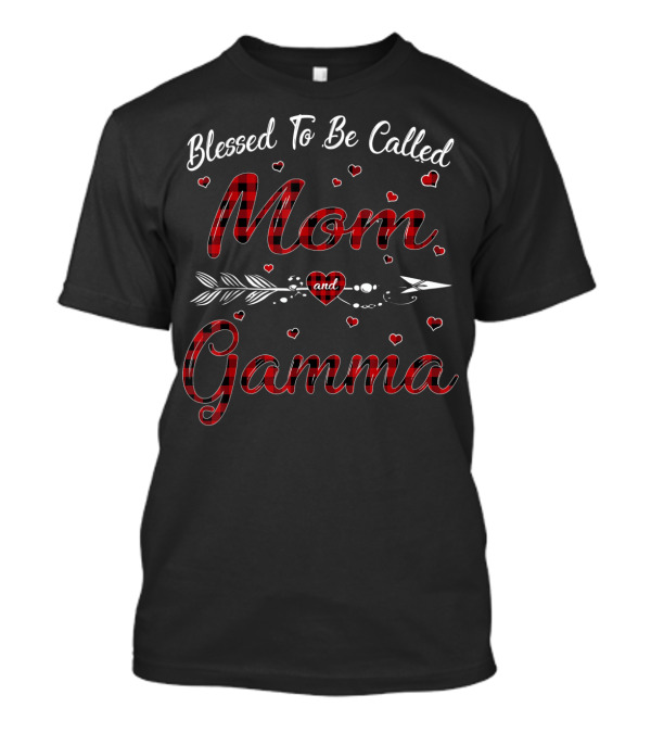 Blessed To Be Called Mom And Gamma Red Plaid Hearts T-Shirt