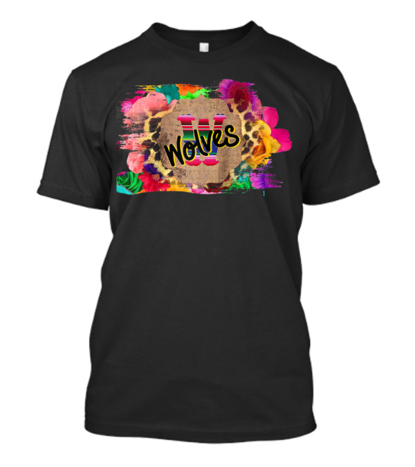 Boho Wolves Floral Leopard Multi Color T-Shirt