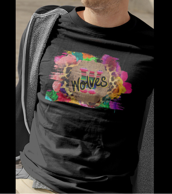 Boho Wolves Floral Leopard Multi Color T-Shirt