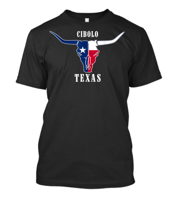 Cibolo Texas Longhorn Skull Texas State Flag T-Shirt