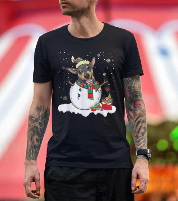 Premium T-Shirt: Doberman Pinscher Lover Merry Snowman Christmas T-Shirt Doberman Pinscher Lover Merry Snowman Christmas T-Shirt