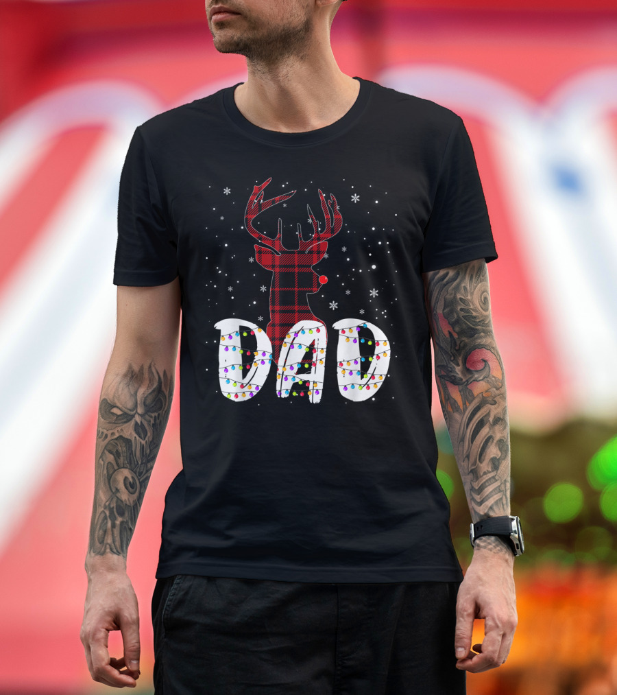 Dad Christmas Matching Family Red Deer Nose T-Shirt