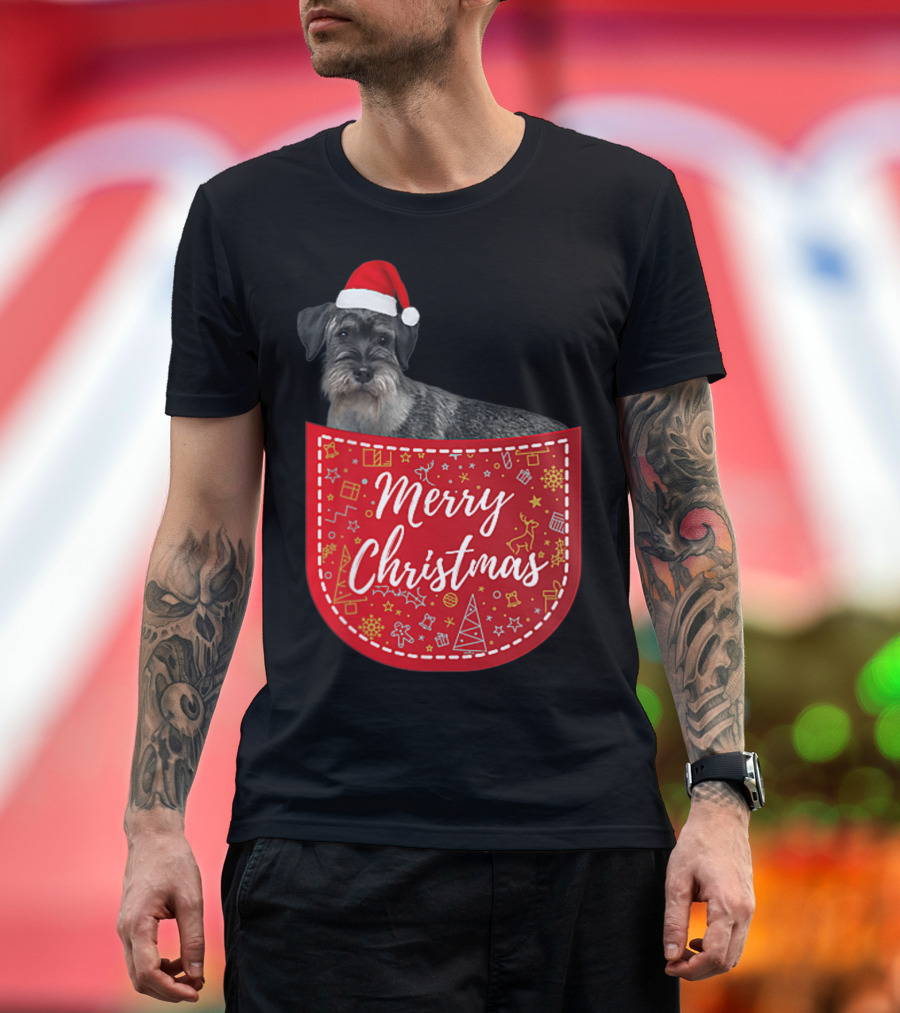 Standard Schnauzer Merry Christmas Dog Santa Hat T-Shirt