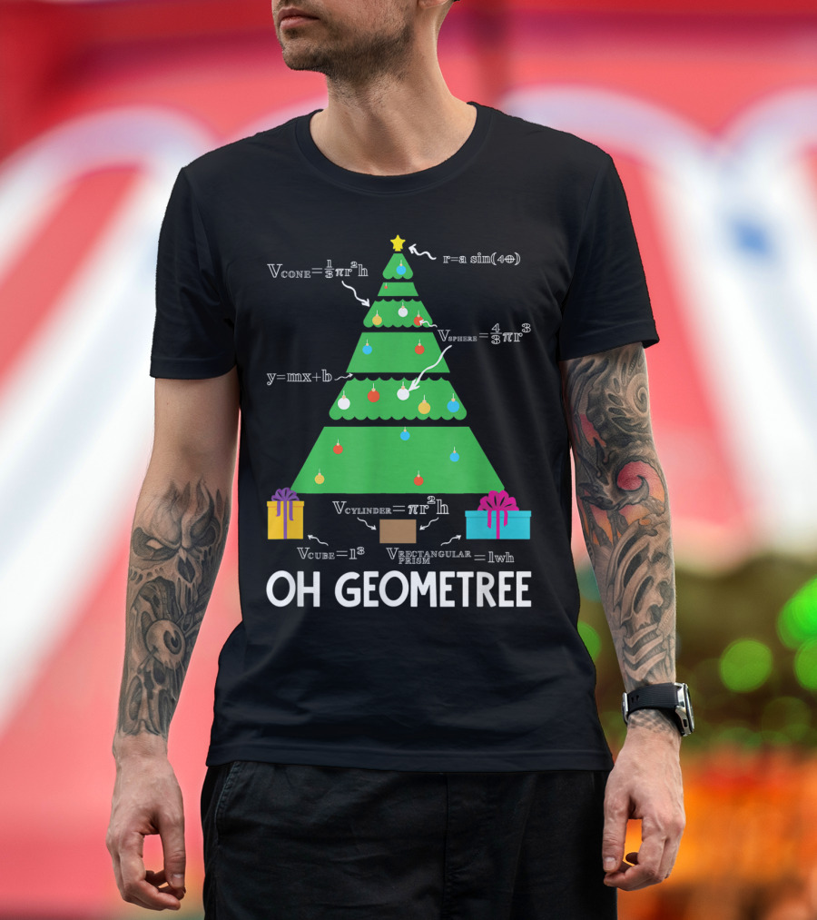 Oh Geometree Funny Math Christmas Tree Geometry Equations T-Shirt