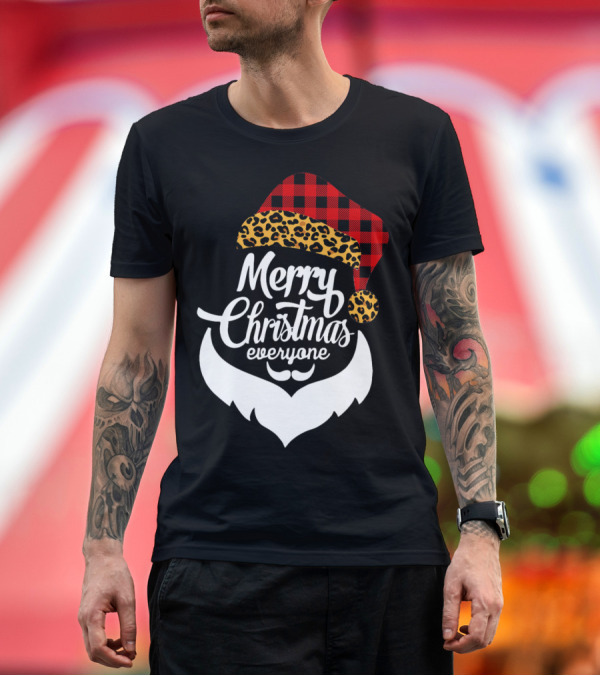 Premium T-Shirt: Merry Christmas Everyone Funny Santa Buffalo Plaid Leopard Xmas Merry T-Shirt Merry Christmas Everyone Funny Santa Buffalo Plaid Leopard Xmas Merry T-Shirt
