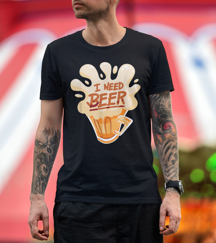 I Need Beer Funny Beer Festival Brewery Comic Style Suds Explosion T-Shirt