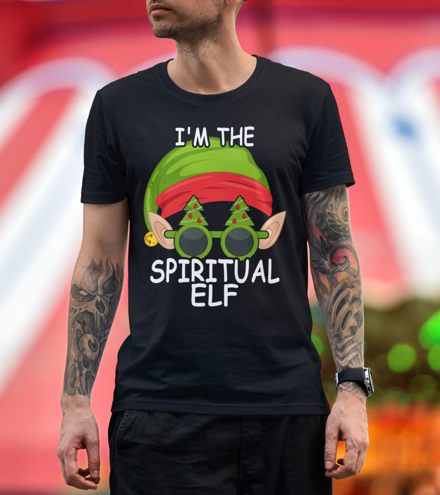 I'm The Spiritual Elf Christmas Hat Sunglasses Matching Family Group T-Shirt