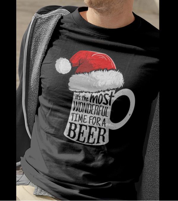 It's The Most Wonderful Time For A Beer Santa Hat Mug T-Shirt