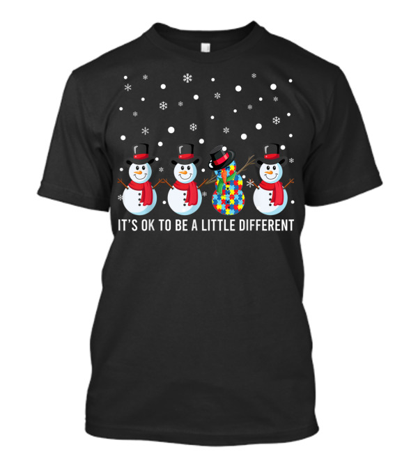 Snow Man It's Ok To Be A Little Different Colorful Puzzle T-Shirt