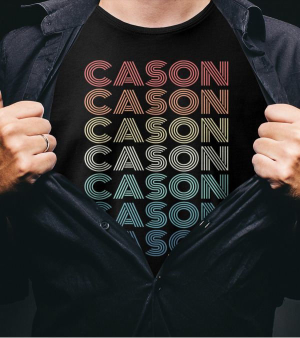 Cason First Given Name Cason Repeated Multicolor Lines T-Shirt