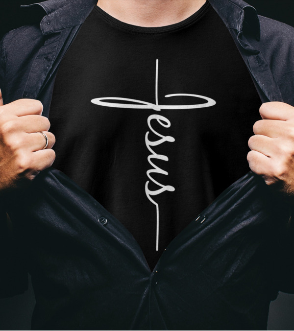 Christian Faith Cross In Jesus Script T-Shirt
