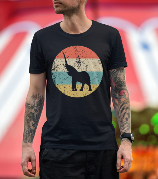 Premium T-Shirt: Elephant Style Retro Striped Circle T-Shirt Elephant Style Retro Striped Circle T-Shirt