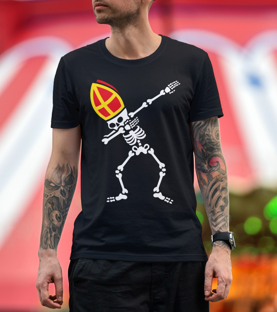 Funny Dabbing Sinterklaas Skeleton Saint Hat T-Shirt