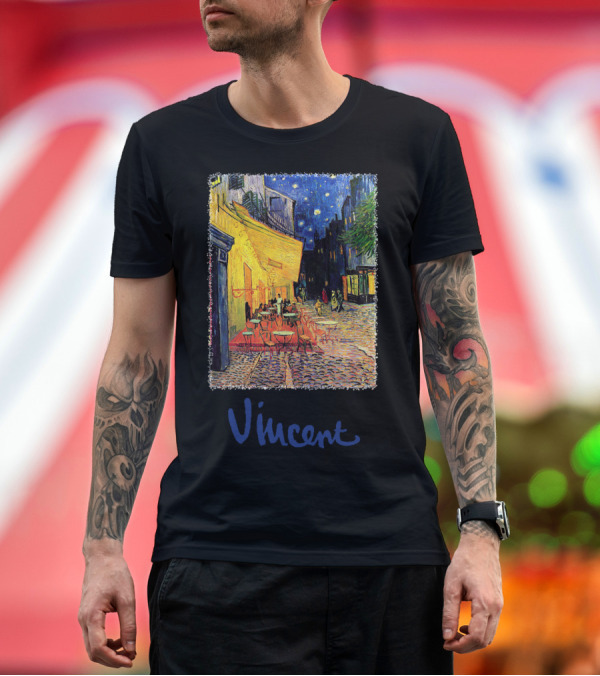 Premium T-Shirt: Vincent Starry Night Cafe Terrace Place Du Forum T-Shirt Vincent Starry Night Cafe Terrace Place Du Forum T-Shirt