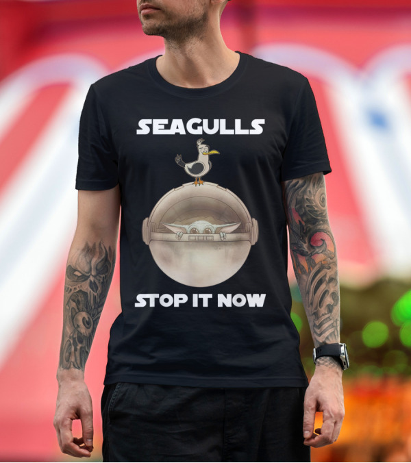 Premium T-Shirt: Seagulls Bird Lover Stop It Now Funny Seagulls Baby Creature in Space Helmet T-Shirt Seagulls Bird Lover Stop It Now Funny Seagulls Baby Creature in Space Helmet T-Shirt