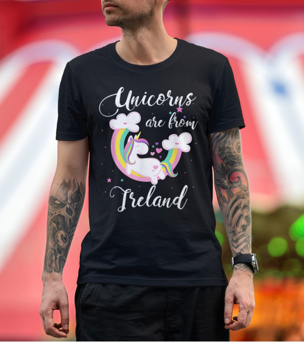 Premium T-Shirt: Unicorns Are From Ireland Rainbow Clouds Hearts T-Shirt Unicorns Are From Ireland Rainbow Clouds Hearts T-Shirt