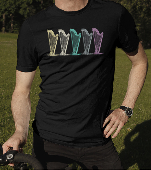 Vintage Throwback Rainbow Harp Player T-Shirt