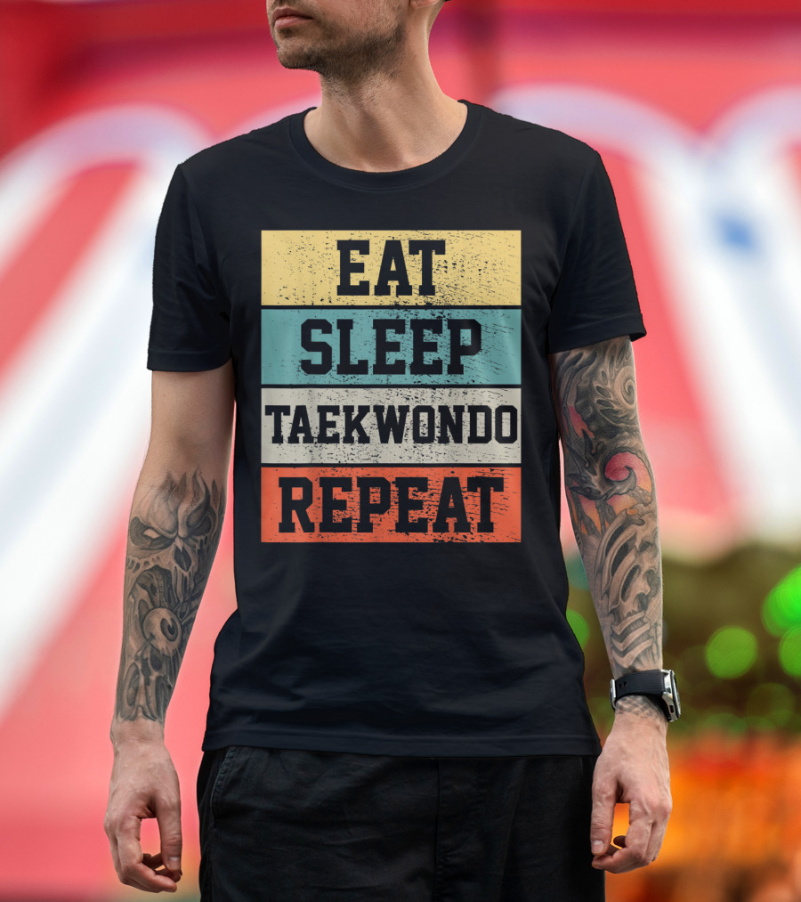 Eat Sleep Taekwondo Repeat Vintage Martial Arts T-Shirt