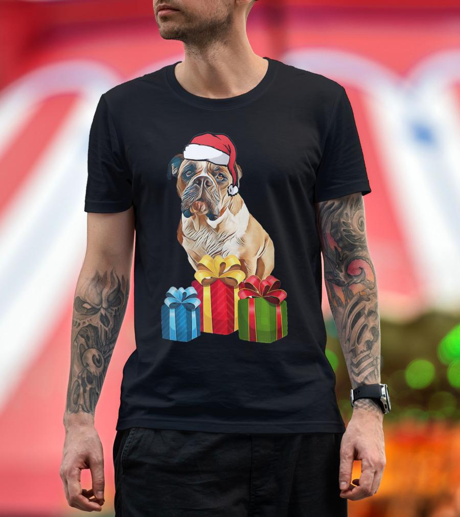 At's Avah Dog with Santa Hat and Christmas Presents T-Shirt
