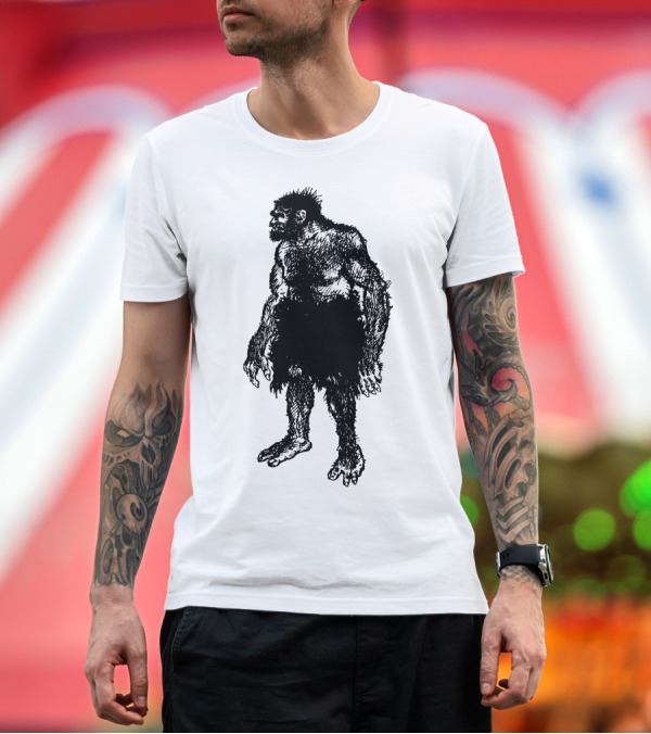 Premium T-Shirt: Classic Caveman Neanderthals Silhouette Sketch T-Shirt Classic Caveman Neanderthals Silhouette Sketch T-Shirt