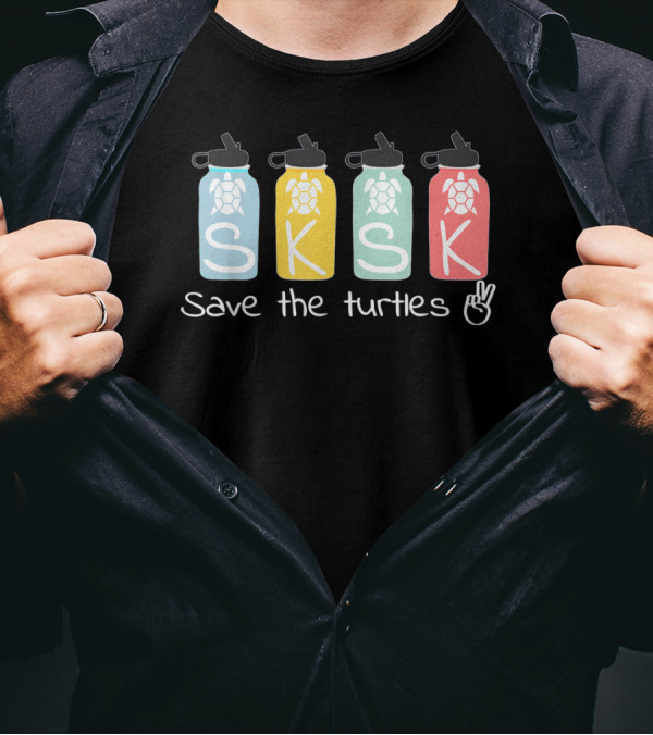 And I Oop Sksksks Save The Turtles Humor With Colored Bottles And Peace Sign T-Shirt