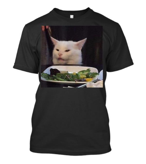 Dinner Table Cat Meme Funny Internet Yelling Iconic Expression T-Shirt