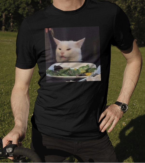 Dinner Table Cat Meme Funny Internet Yelling Iconic Expression T-Shirt