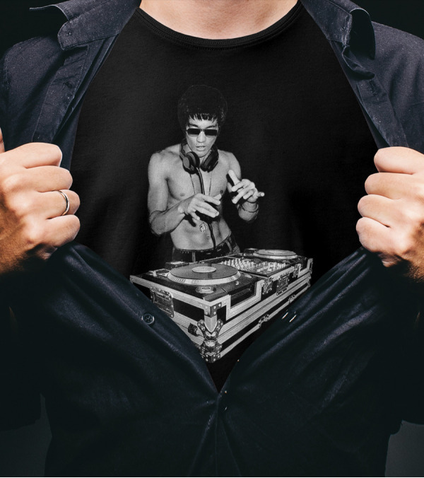 Dj Master Bruce Mixmaster Bruce Deejaying On Turntables T-Shirt
