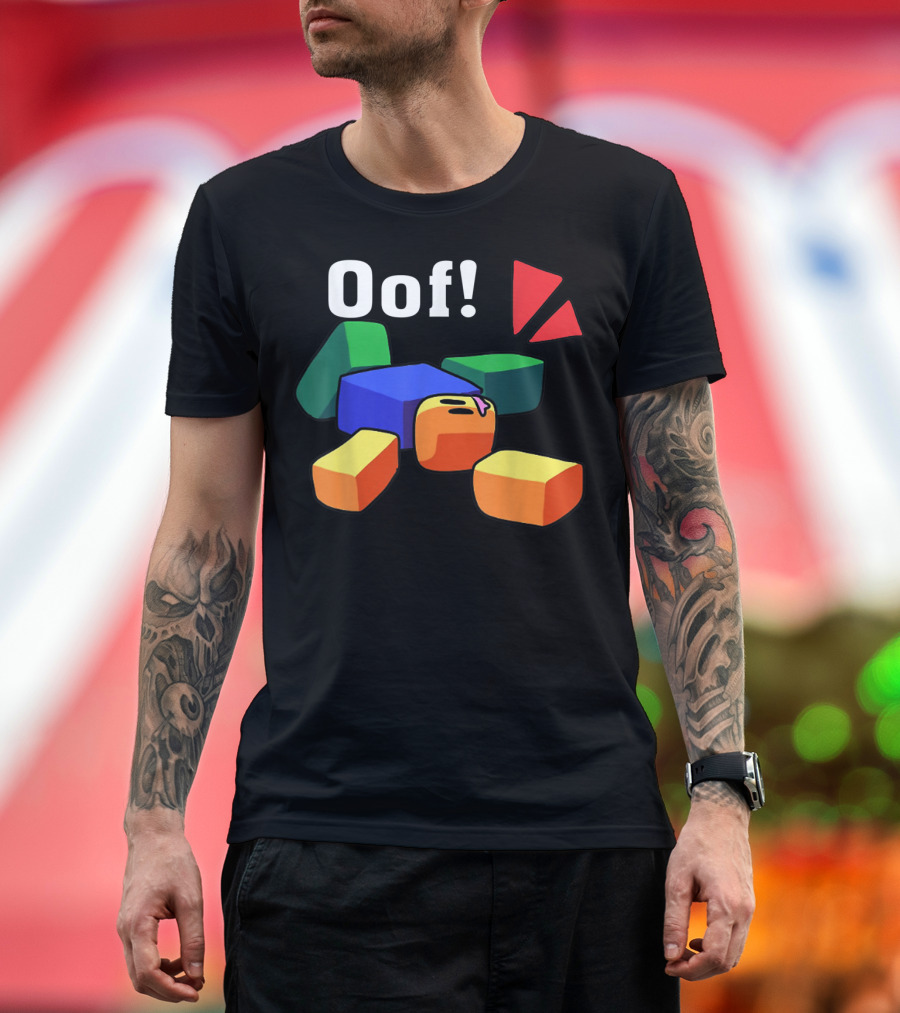 Oof Funny Blox Noob Gamer Humorous Block Figure T-Shirt
