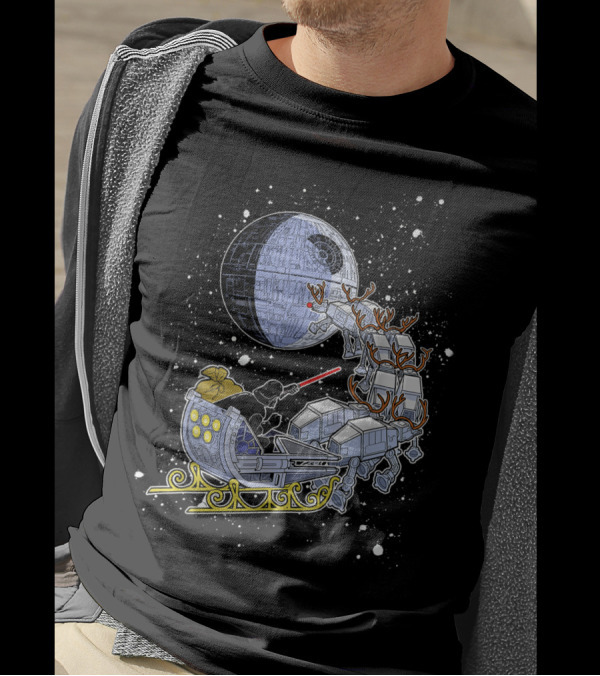 Star Wars Darth Vader Death Star Sleigh With AT-AT Reindeer T-Shirt