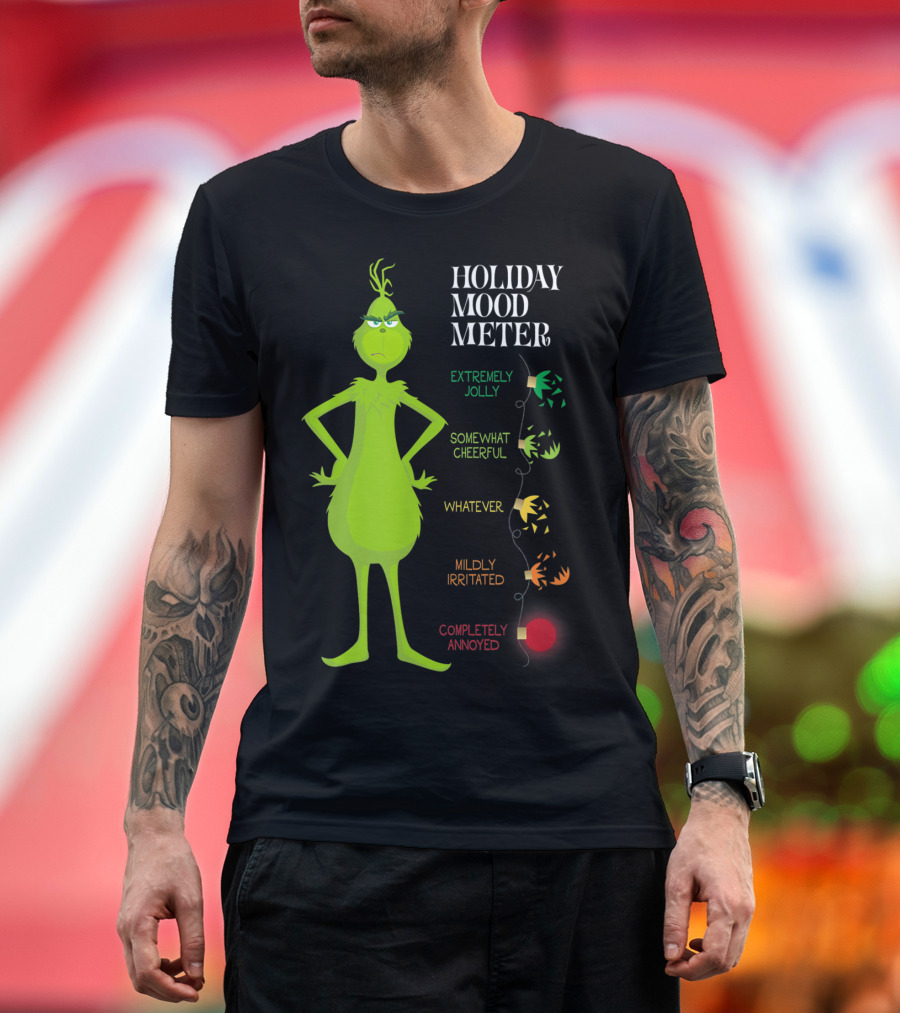Holiday Mood Meter Grinch Christmas Light Mood Reader T-Shirt