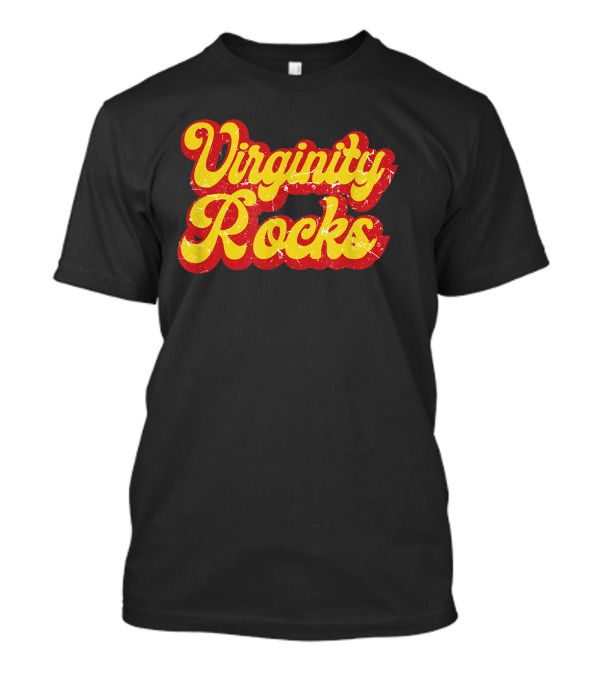 Virginity Rocks Retro 1970s Style Text Vintage Look T-Shirt