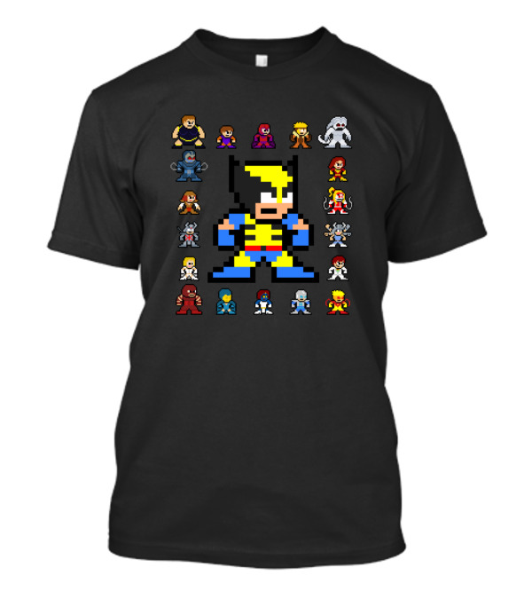 Wolverine Pixel Art Retro Style With Iconic X-Men Characters T-Shirt