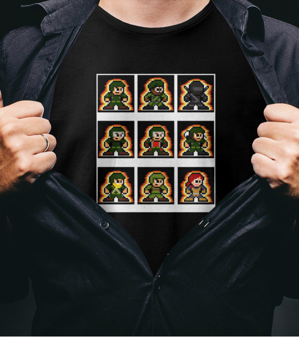 GI Joe Original 9 Characters Pixel Art Style Cardback 8bit T-Shirt
