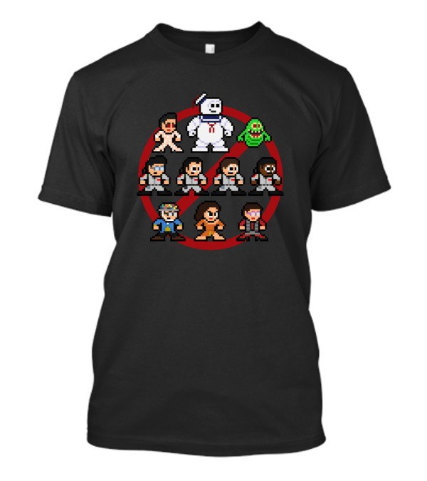 Ghostbusters 8bit Pixel Characters Stay Puft Slimer T-Shirt