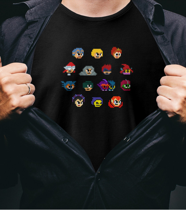 MASTERS OF THE UNIVERSE Pixel Heads Character Faces Grid T-Shirt