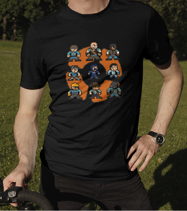 Team Fortress 2 Blue Team Pixel Art Characters 8-Bit T-Shirt