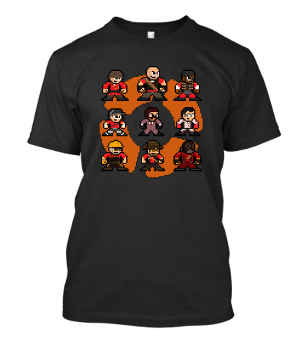 Team Fortress 2 Red Team 8bit Pixel Characters With Iconic T-Shirt