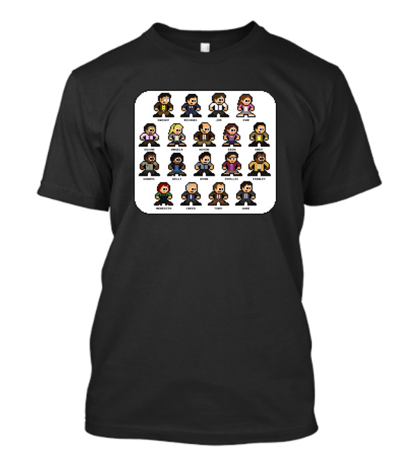 The 8 Bit Office Characters Pixel Art Dwight Michael Jim Pam Creed Stanley Ryan Toby T-Shirt