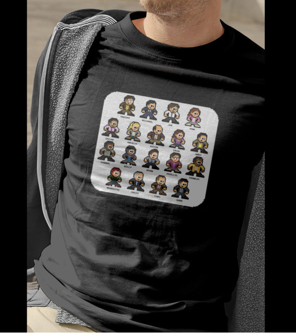 The 8 Bit Office Characters Pixel Art Dwight Michael Jim Pam Creed Stanley Ryan Toby T-Shirt