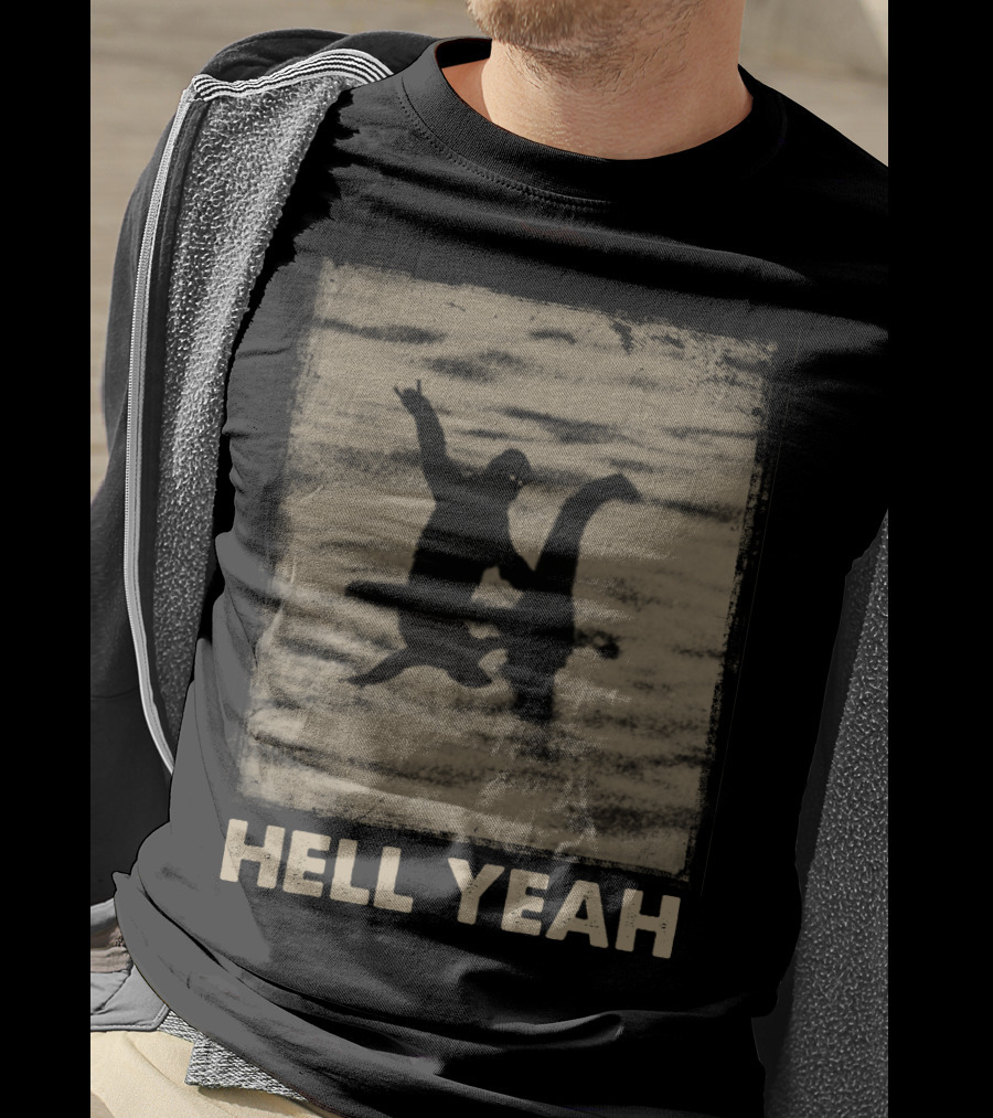 Bigfoot Riding Nessie Hell Yeah T-Shirt