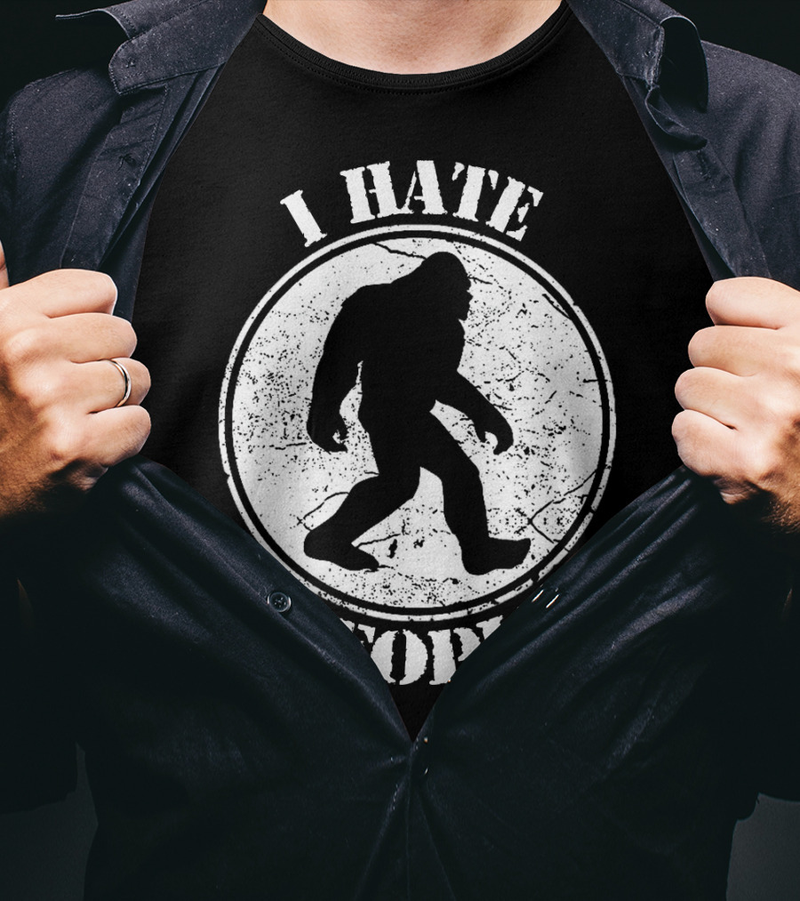 I Hate People Bigfoot Silhouette Walking In Circle T-Shirt