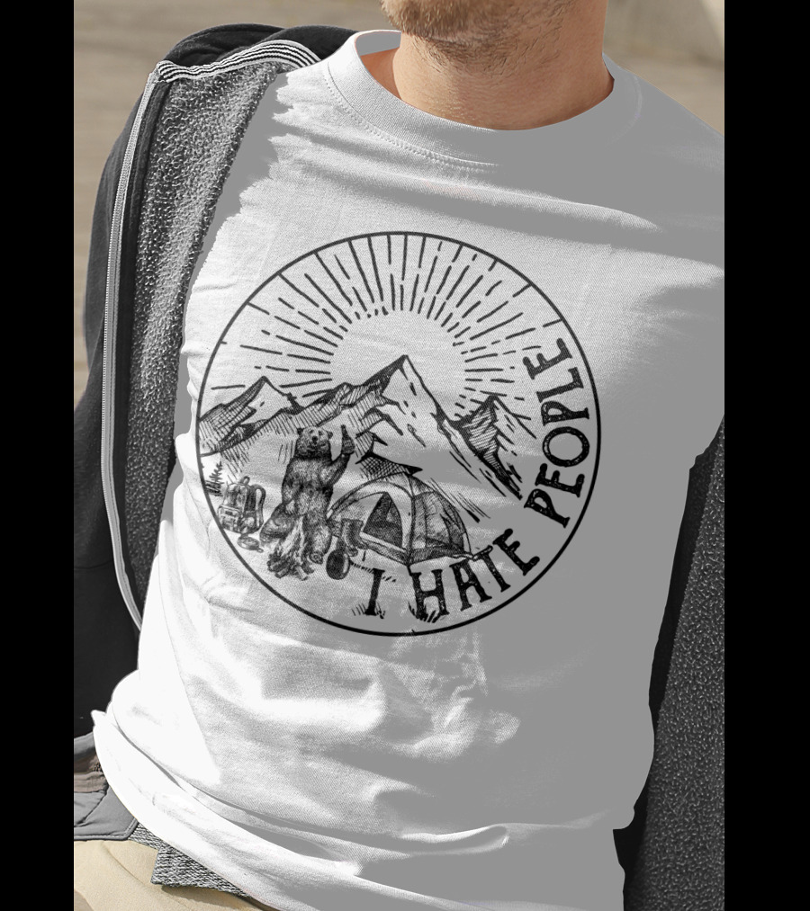 Bear Camping Mountains Hate People T-Shirt