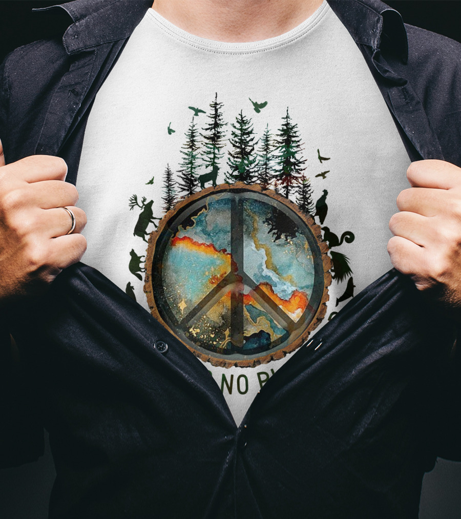 There Is No Planet B Wildlife Peace Symbol Forest Scene T-Shirt