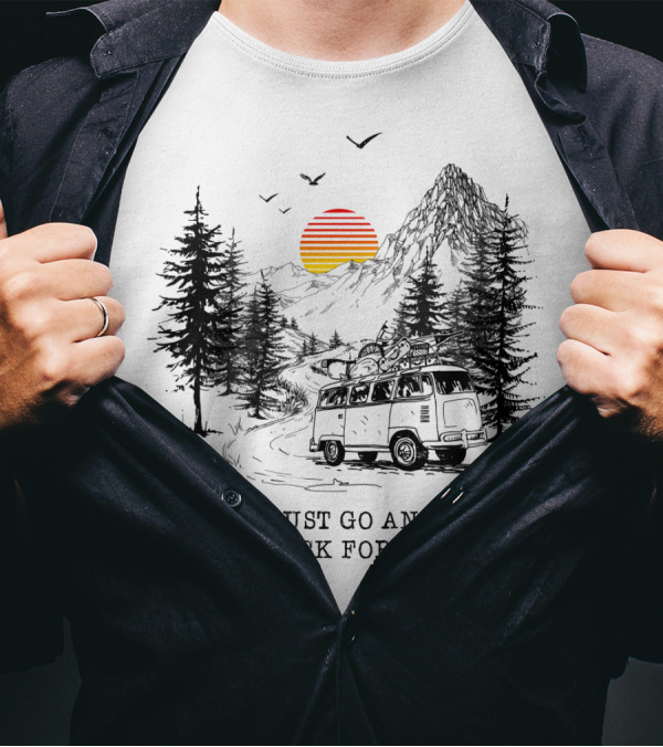 Let's Just Go And Not Come Back For A While Adventure In Mountain Van Scene T-Shirt