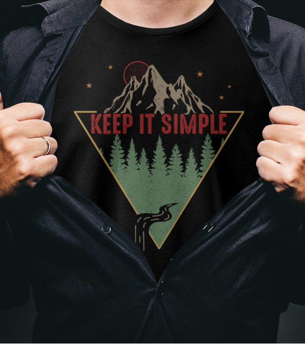 Keep It Simple Mountain Forest Road Retro T-Shirt