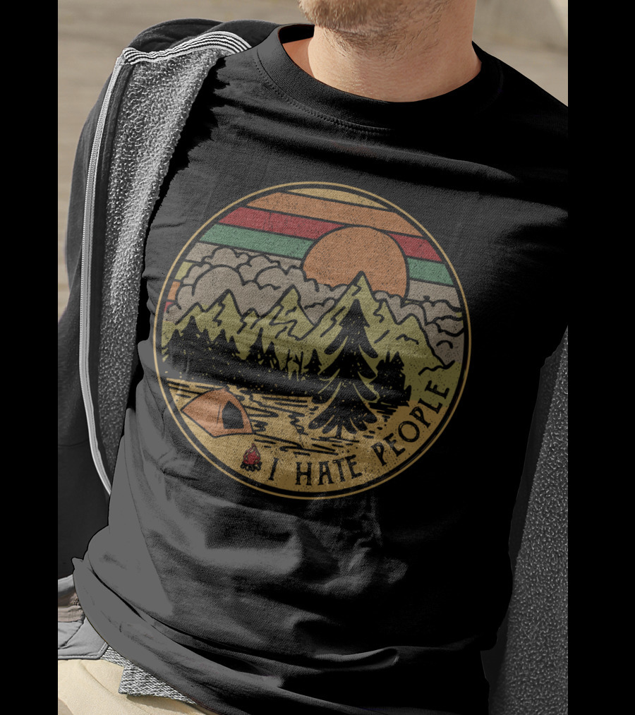 I Hate People Mountains Camping Sunset T-Shirt