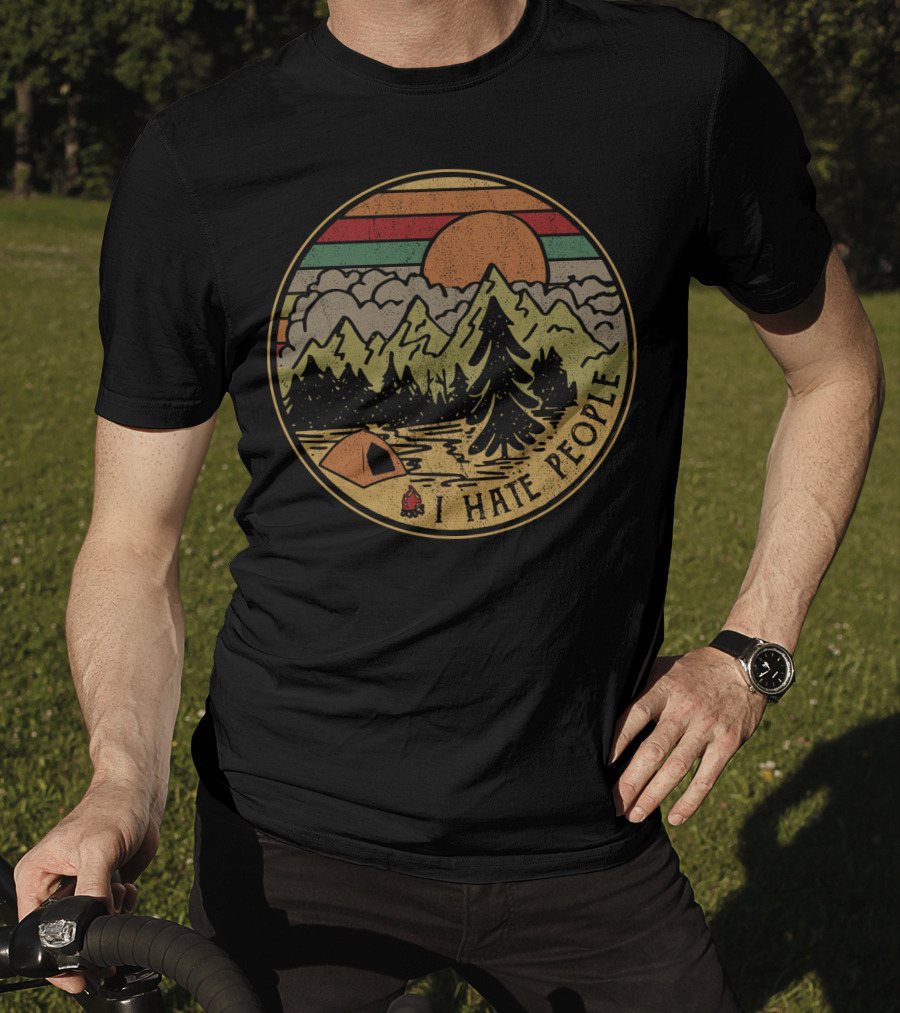 I Hate People Mountains Camping Sunset T-Shirt