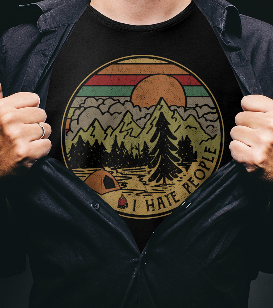 I Hate People Mountains Camping Sunset T-Shirt